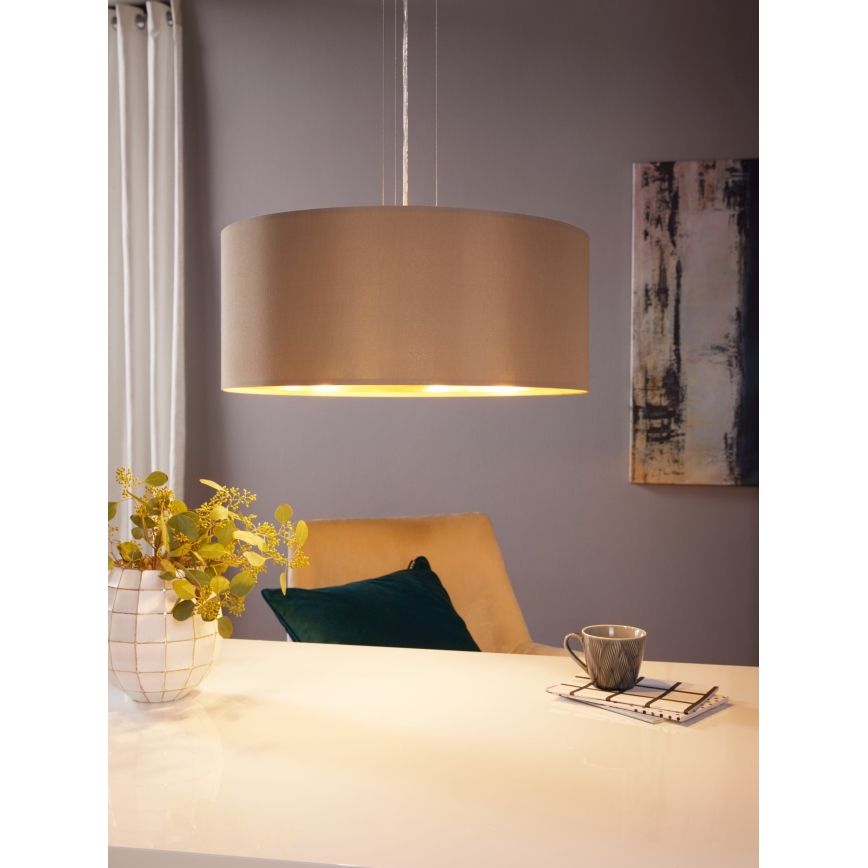 Eglo 78693 - Κρεμαστό φωτιστικό οροφής MASERLO 3xE27/60W/230V διάμετρος 53 cm μπεζ/χαλκός
