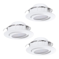 Eglo 78755 - ΣΕΤ 3x Χωνευτό Φωτιστικό LED PINEDA LED/6W/230V 3000K λευκό