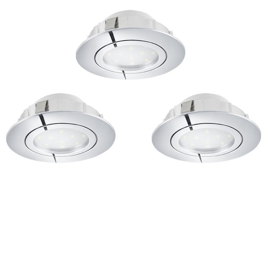 Eglo 78761 - ΣΕΤ 3x LED Dimmable χωνευτό φωτιστικό PINEDA LED/6W/230V 3000K γυαλιστερό χρώμιο