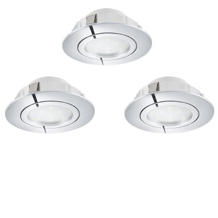 Eglo 78761 - ΣΕΤ 3x LED Dimmable χωνευτό φωτιστικό PINEDA 1xLED/6W/230V 3000K γυαλιστερό χρώμιο