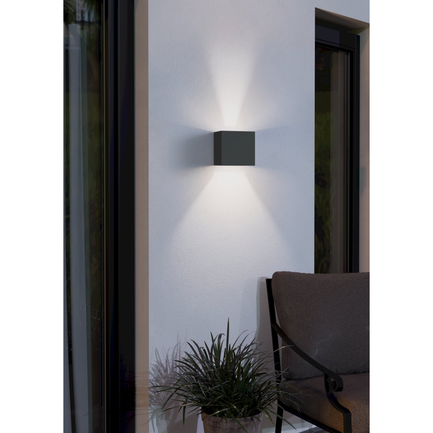 Eglo 79215 - Επιτοίχιο φωτιστικό εξωτερικού χώρου LED CALPINO 2xLED/3,3W/230V 3000K IP54 μαύρο