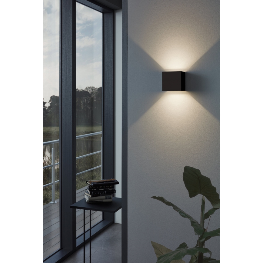 Eglo 79215 - Επιτοίχιο φωτιστικό εξωτερικού χώρου LED CALPINO 2xLED/3,3W/230V 3000K IP54 μαύρο