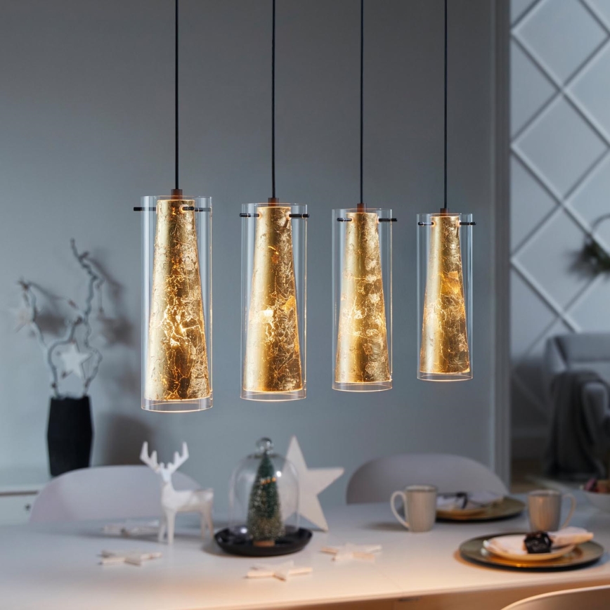 Eglo 79344 - Κρεμαστό φωτιστικό οροφής PINTO GOLD 4xE27/40W/230V χρυσό