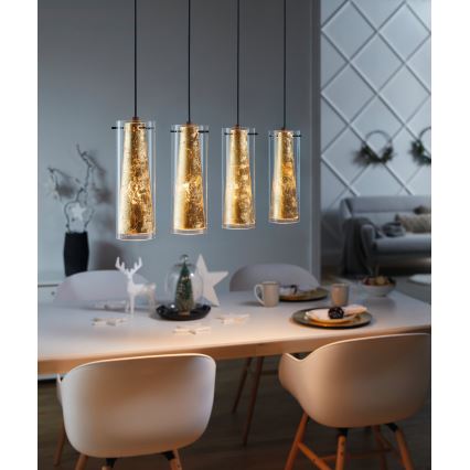 Eglo 79344 - Κρεμαστό φωτιστικό οροφής PINTO GOLD 4xE27/40W/230V χρυσό