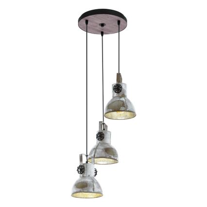 Eglo 79371 - Κρεμαστό φωτιστικό με καλώδιο BARNSTAPLE 3xE27/40W/230V καφέ/πατίνα