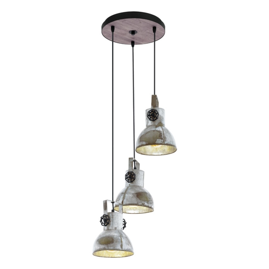 Eglo 79371 - Κρεμαστό φωτιστικό με καλώδιο BARNSTAPLE 3xE27/40W/230V καφέ/πατίνα