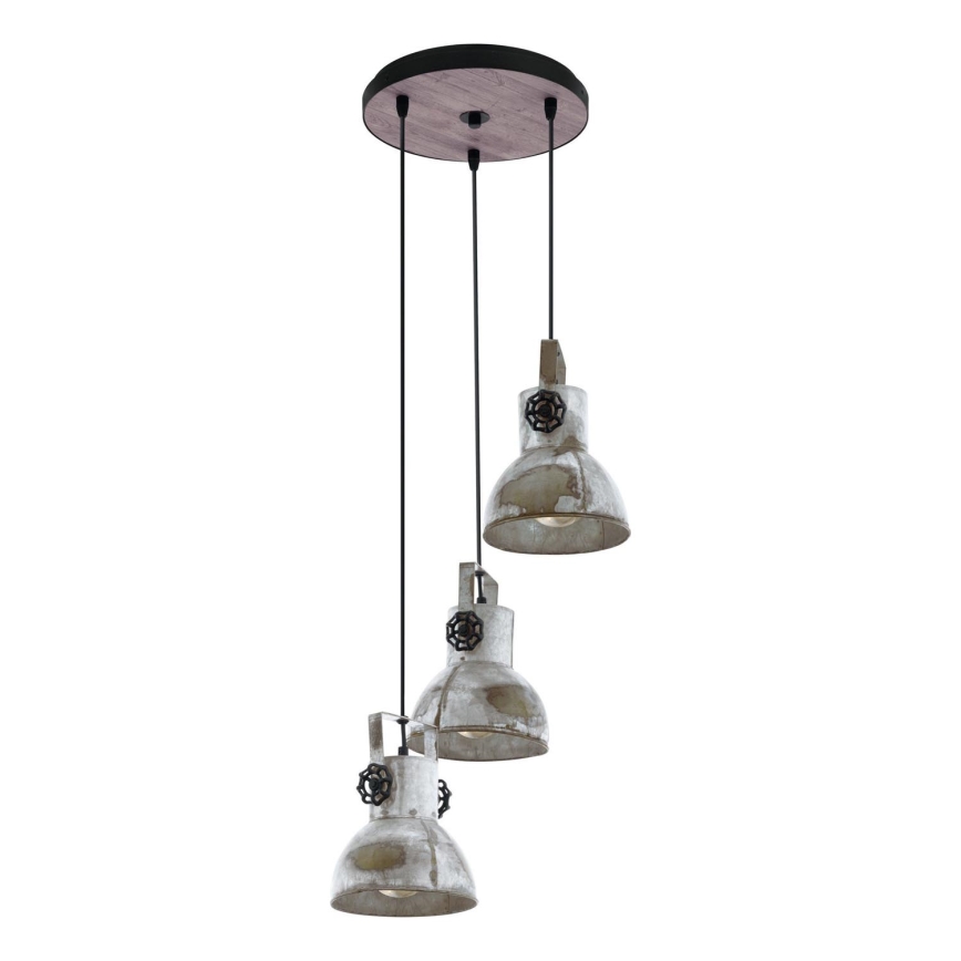 Eglo 79371 - Κρεμαστό φωτιστικό με καλώδιο BARNSTAPLE 3xE27/40W/230V καφέ/πατίνα