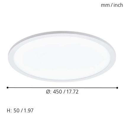 Eglo 79469 - LED Dimmable φωτιστικό οροφής POZZALLO LED/21W/230V 2700-6500K λευκό + τηλεχειριστήριο