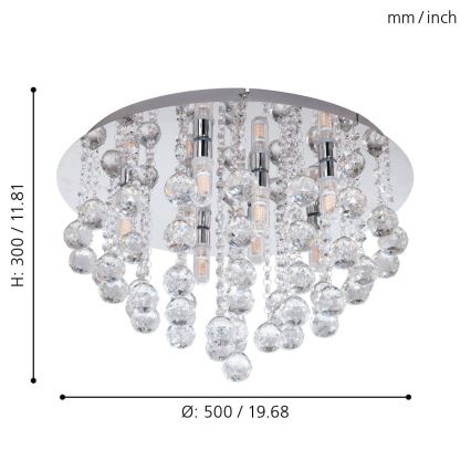 Eglo 79516 - Φωτιστικό οροφής μπάνιου LED MONTEPRANDONE 8xG9/3W/230V IP44 γυαλιστερό χρώμιο
