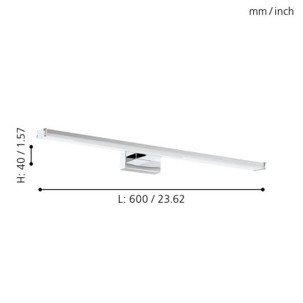 Eglo 79533 - Φωτισμός καθρέφτη μπάνιου LED SARNOR LED/11W/230V 60 cm IP44 γυαλιστερό χρώμιο