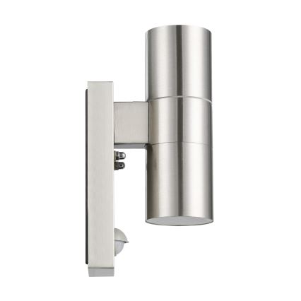 Eglo 79594- LED Φωτιστικό τοίχου εξωτερικού χώρου με αισθητήρα ARAPONGAS 2xGU10/2,8W/230V IP44 ματ χρώμιο