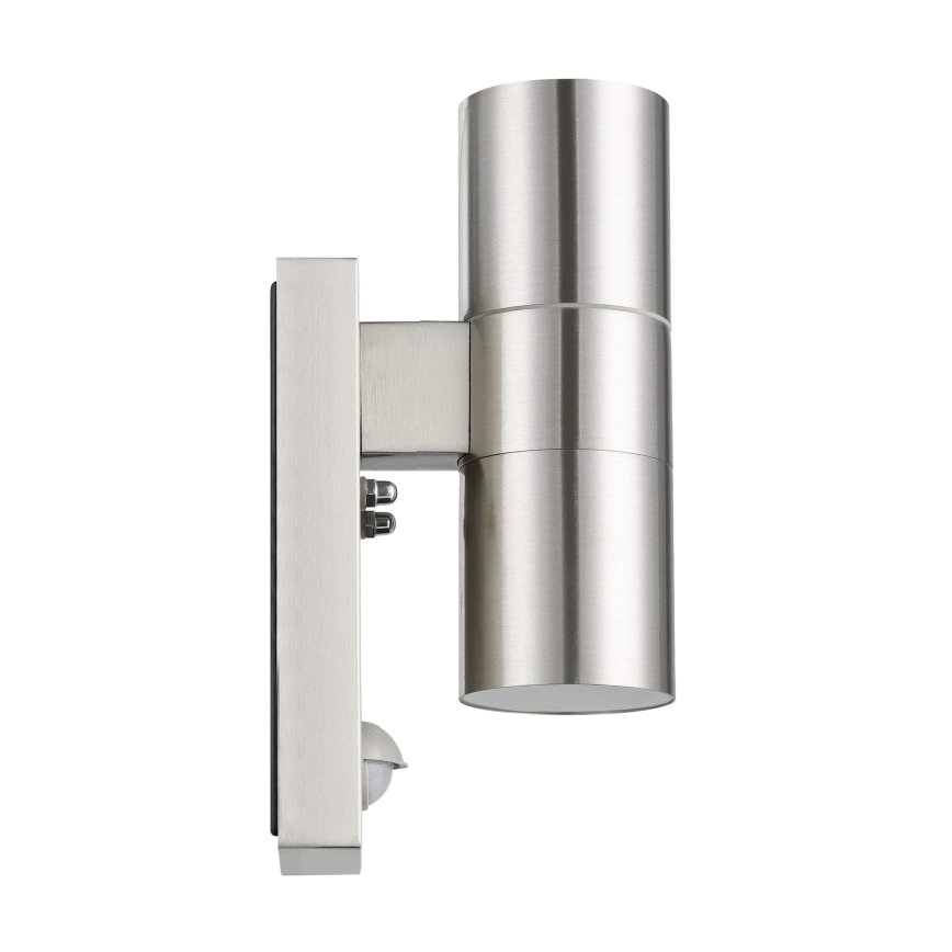 Eglo 79594- LED Φωτιστικό τοίχου εξωτερικού χώρου με αισθητήρα ARAPONGAS 2xGU10/2,8W/230V IP44 ματ χρώμιο