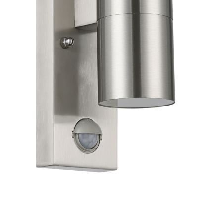 Eglo 79594- LED Φωτιστικό τοίχου εξωτερικού χώρου με αισθητήρα ARAPONGAS 2xGU10/2,8W/230V IP44 ματ χρώμιο