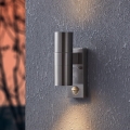 Eglo 79594- LED Φωτιστικό τοίχου εξωτερικού χώρου με αισθητήρα ARAPONGAS 2xGU10/2,8W/230V IP44 ματ χρώμιο