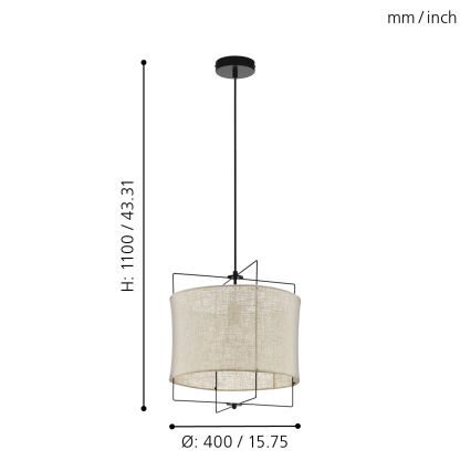 Eglo 79644 - Κρεμαστό φωτιστικό οροφής BRIDEKIRK 1xE27/40W/230V