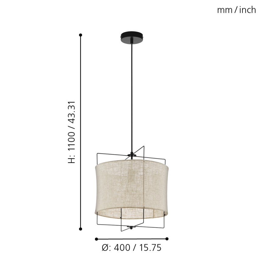 Eglo 79644 - Κρεμαστό φωτιστικό οροφής BRIDEKIRK 1xE27/40W/230V
