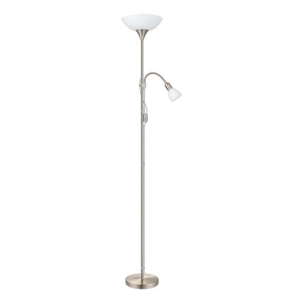 EGLO - Επιδαπέδιο φωτιστικό 1xE27/60W + 1xE14/25W ματ χρώμιο