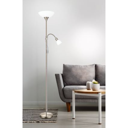 EGLO - Επιδαπέδιο φωτιστικό 1xE27/60W + 1xE14/25W ματ χρώμιο