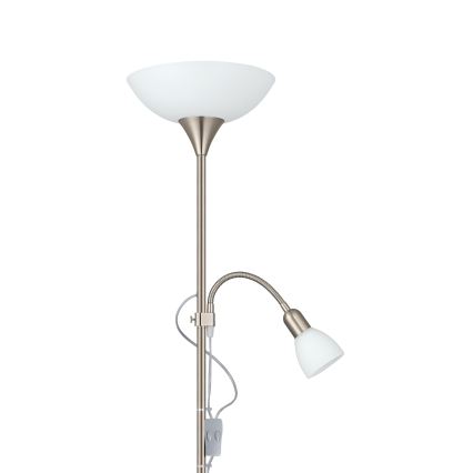 EGLO - Επιδαπέδιο φωτιστικό 1xE27/60W + 1xE14/25W ματ χρώμιο