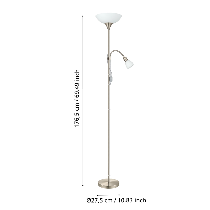 EGLO - Επιδαπέδιο φωτιστικό 1xE27/60W + 1xE14/25W ματ χρώμιο