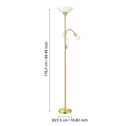 EGLO - Επιδαπέδιο φωτιστικό 1xE27/60W + 1xE14/25W σε χρυσό χρώμα