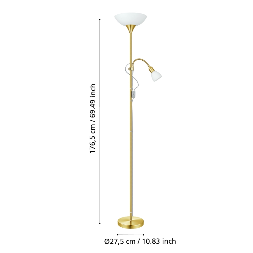 EGLO - Επιδαπέδιο φωτιστικό 1xE27/60W + 1xE14/25W σε χρυσό χρώμα