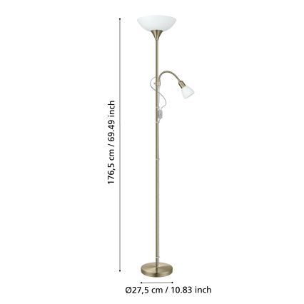 EGLO - Επιδαπέδιο φωτιστικό 1xE27/60W + 1xE14/25W ορείχαλκος