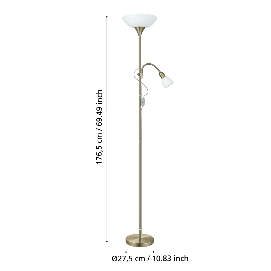 EGLO - Επιδαπέδιο φωτιστικό 1xE27/60W + 1xE14/25W ορείχαλκος