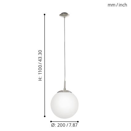 EGLO - Κρεμαστό φωτιστικό οροφής 1xE27/60W/230V διάμετρος 20 cm