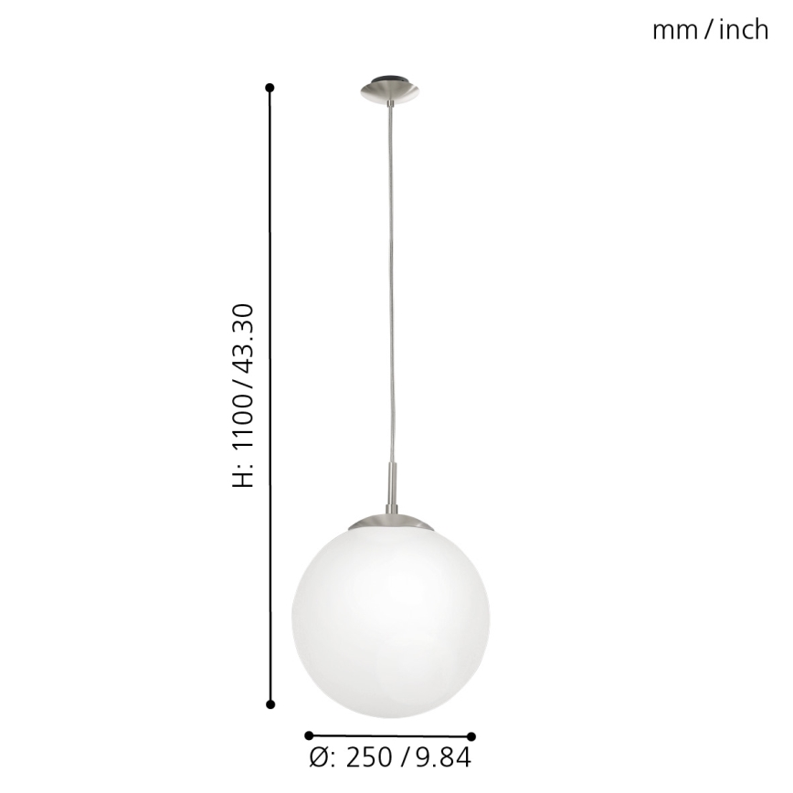 EGLO - Κρεμαστό φωτιστικό οροφής 1xE27/60W/230V διάμετρος 25 cm λευκό