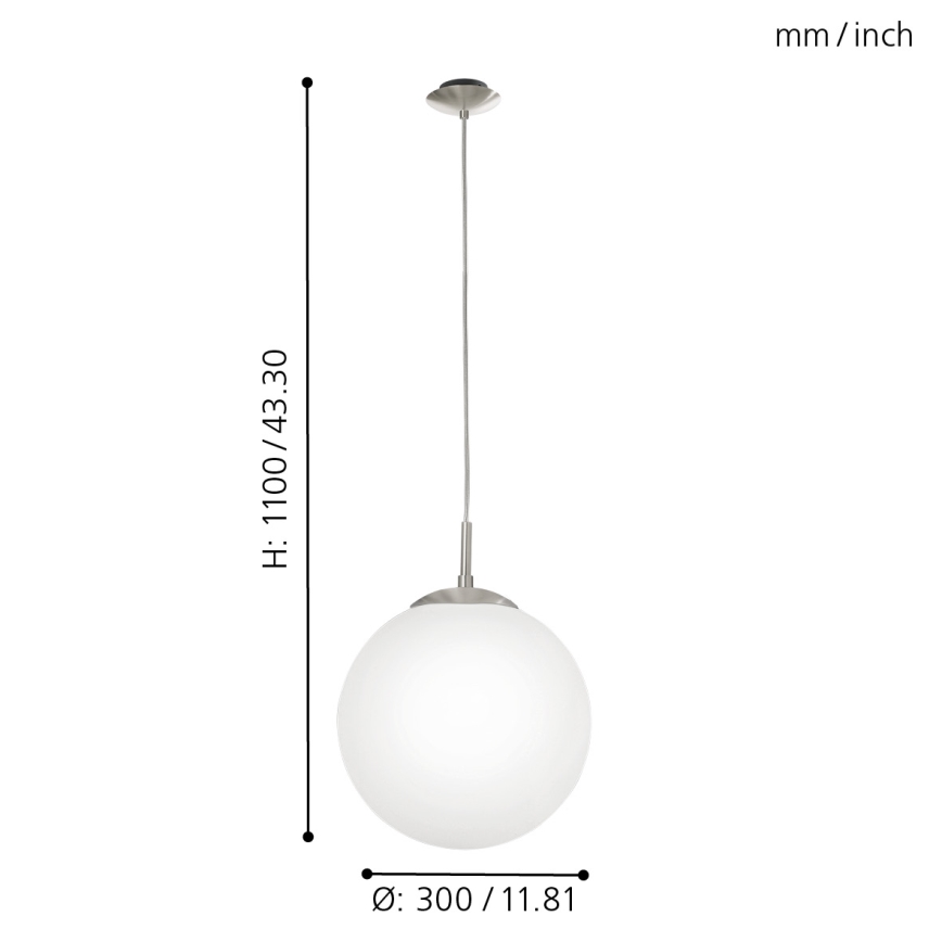 EGLO - Κρεμαστό φωτιστικό οροφής 1xE27/60W/230V διάμετρος 30 cm λευκό