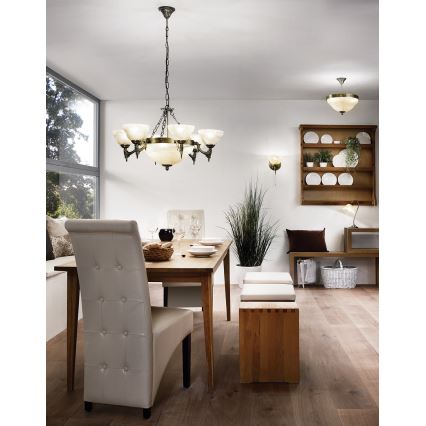 EGLO - Πολύφωτο σε αλυσίδα 9xE14/60W αλαβάστρο Γυαλί