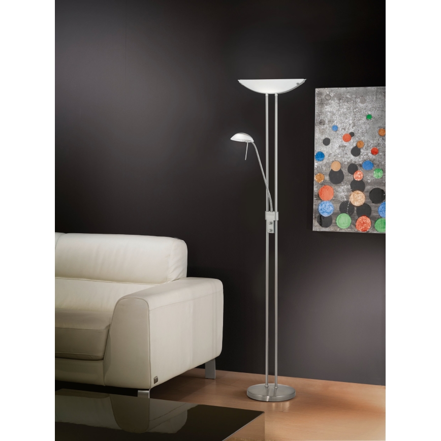 EGLO - Φωτιστικό δαπέδου ντιμαριζόμενο BAYA 1xR7s/230W+1xG9/33W ματ χρώμιο