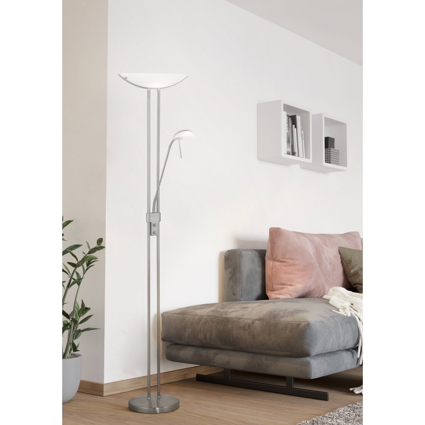 EGLO - Φωτιστικό δαπέδου ντιμαριζόμενο BAYA 1xR7s/230W+1xG9/33W ματ χρώμιο