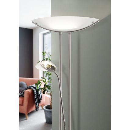 EGLO - Φωτιστικό δαπέδου ντιμαριζόμενο BAYA 1xR7s/230W+1xG9/33W ματ χρώμιο