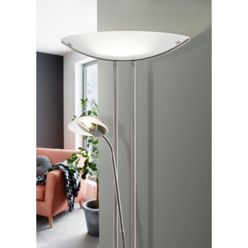 EGLO - Φωτιστικό δαπέδου ντιμαριζόμενο BAYA 1xR7s/230W+1xG9/33W ματ χρώμιο