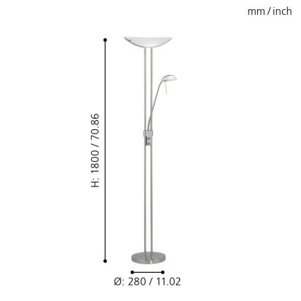 EGLO - Φωτιστικό δαπέδου ντιμαριζόμενο BAYA 1xR7s/230W+1xG9/33W ματ χρώμιο