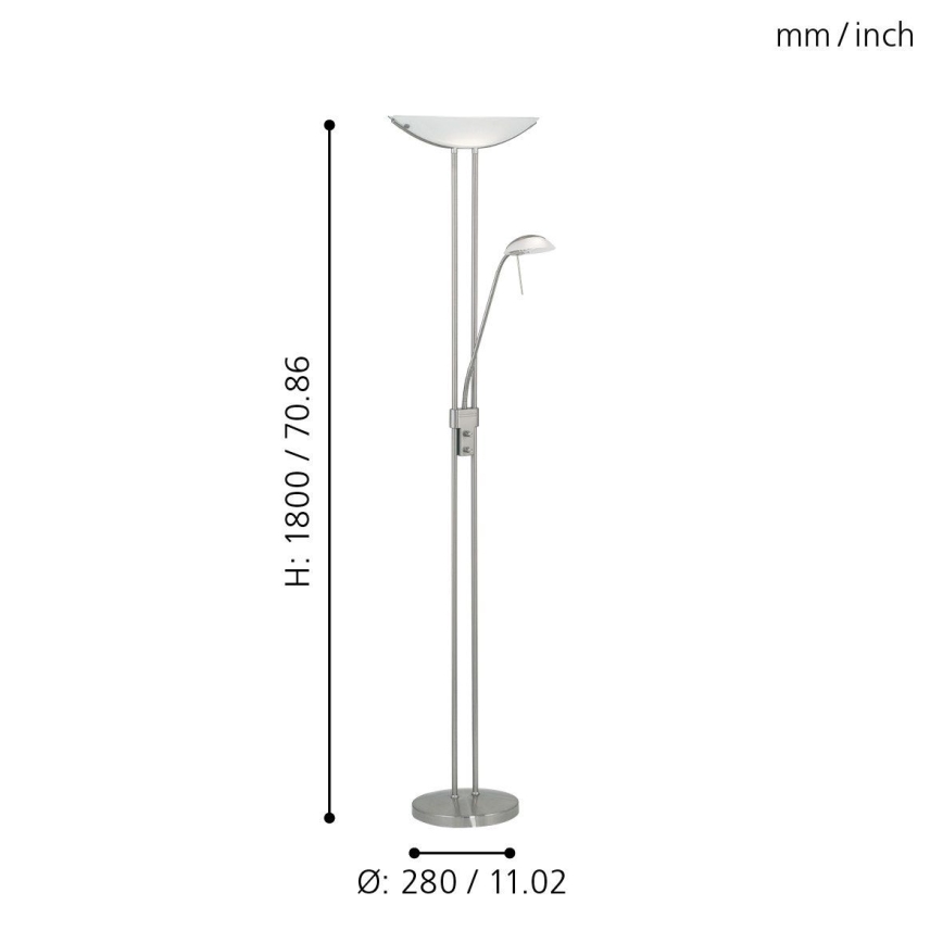 EGLO - Φωτιστικό δαπέδου ντιμαριζόμενο BAYA 1xR7s/230W+1xG9/33W ματ χρώμιο