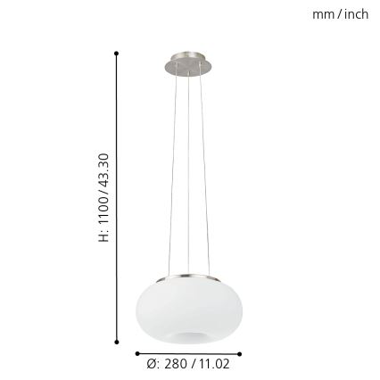 EGLO - Κρεμαστό φωτιστικό οροφής OPTICA 2xE27/60W διάμετρος 28 cm