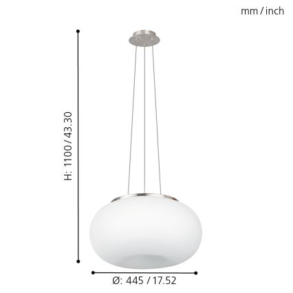 EGLO - Κρεμαστό φωτιστικό οροφής OPTICA 2xE27/60W διάμετρος 45 cm