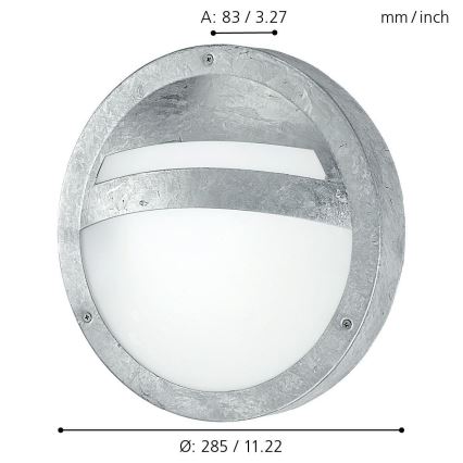 Eglo - Φως τοίχου εξωτερικού χώρου 1xE27/15W/230V IP44
