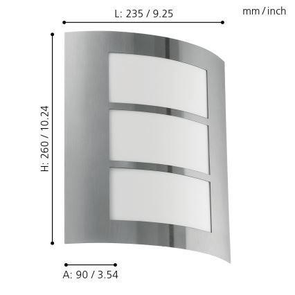 EGLO - Φως τοίχου εξωτερικού χώρου 1xE27/15W/230V IP44