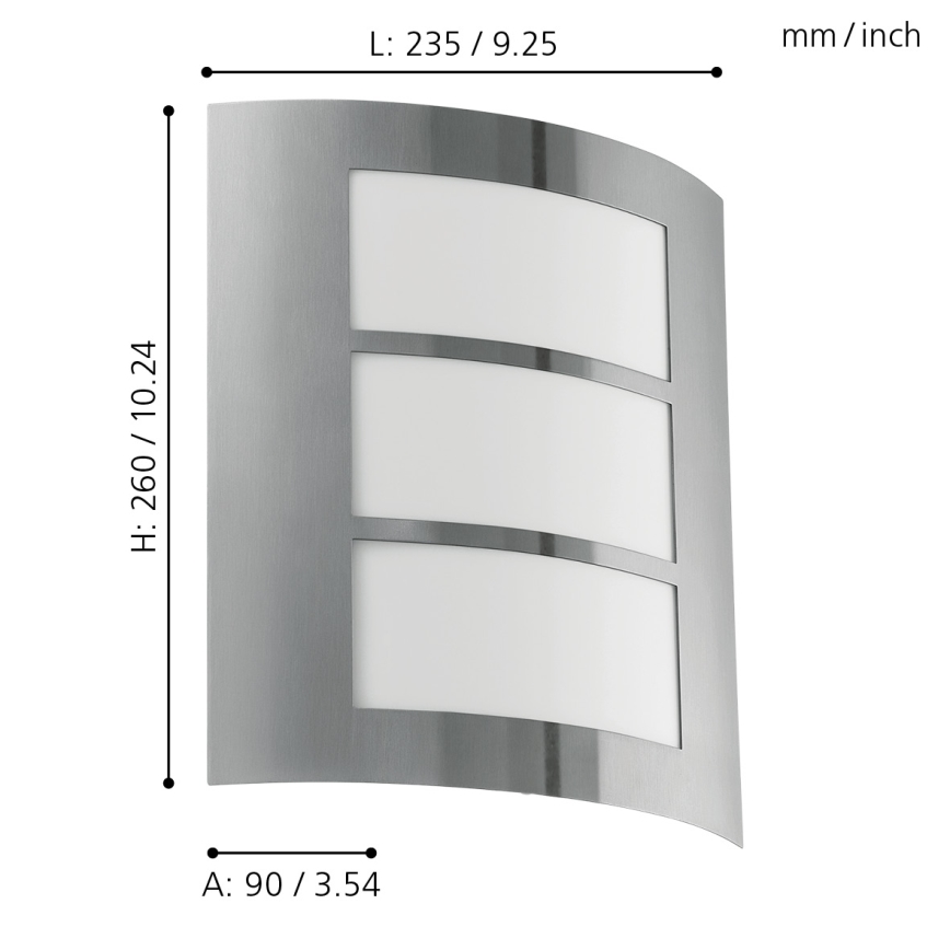 EGLO - Φως τοίχου εξωτερικού χώρου 1xE27/15W/230V IP44