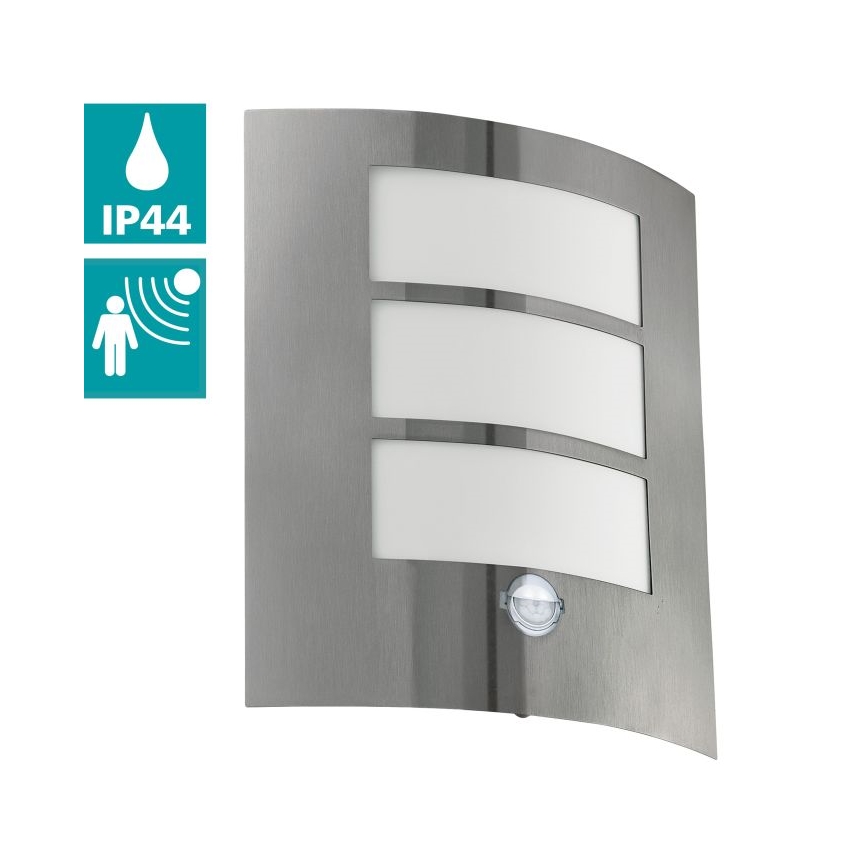EGLO - Φως τοίχου εξωτερικού χώρου με αισθητήρα 1xE27/15W/230V IP44