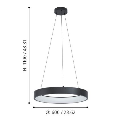 Eglo - LED RGBW Dimmable πολύφωτο κρεμαστό LED/26W/230V 2700-6500K ZigBee