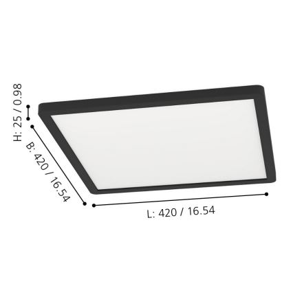 Eglo - LED RGBW Ρυθμιζόμενο φωτιστικό οροφής LED/16,5W/230V μαύρο ZigBee