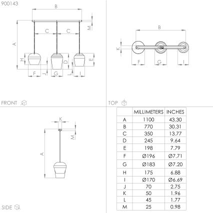 Eglo - Φωτιστικό οροφής με καλώδιο 3xE27/40W/230V