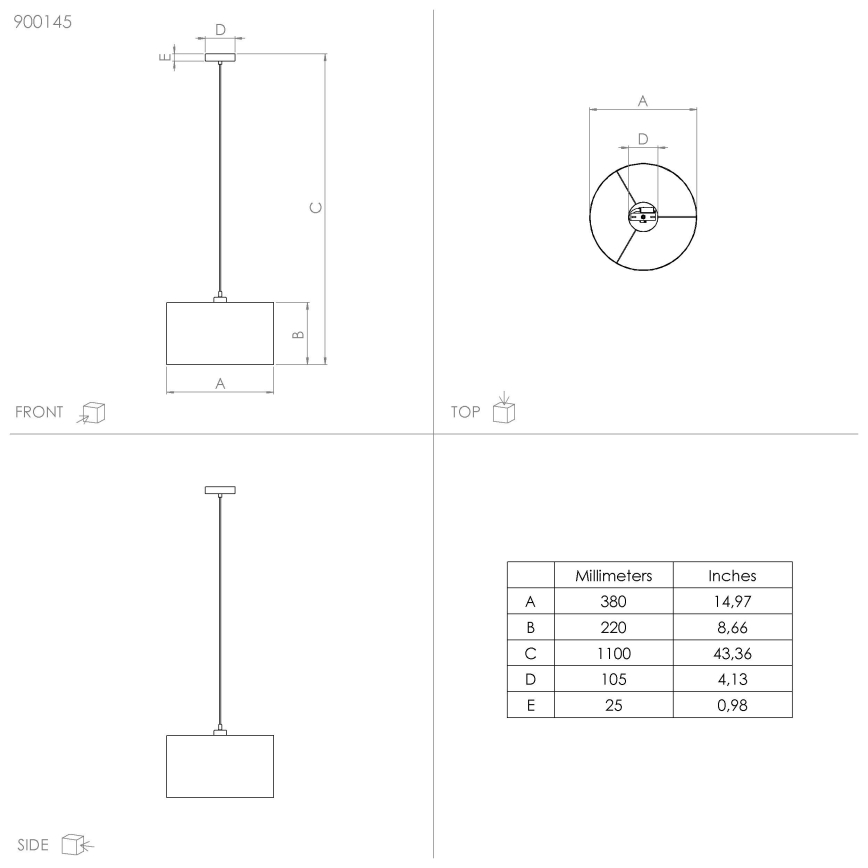 Eglo - Πολύφωτο με συρματόσχοινο 1xE27/40W/230V διάμετρος 38 cm