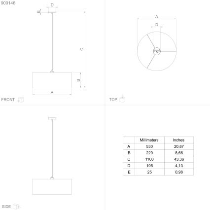 Eglo - Πολύφωτο με συρματόσχοινο 1xE27/40W/230V διάμετρος 53 cm