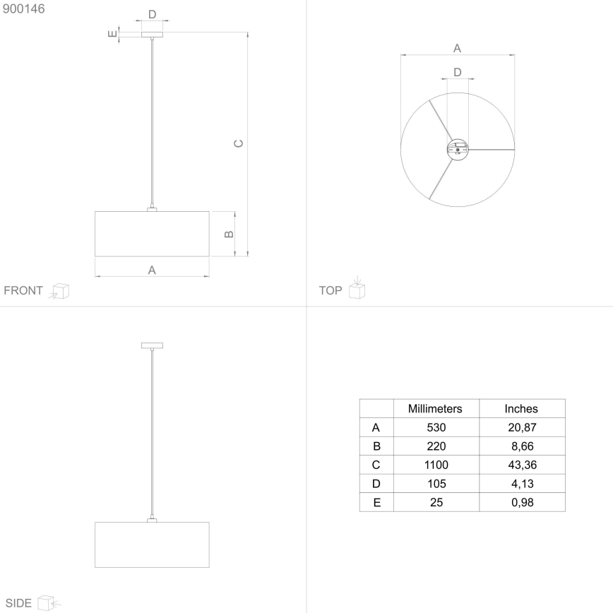 Eglo - Πολύφωτο με συρματόσχοινο 1xE27/40W/230V διάμετρος 53 cm